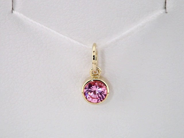 14K Yellow Posh Mommy® Imitation Pink Tourmaline Charm