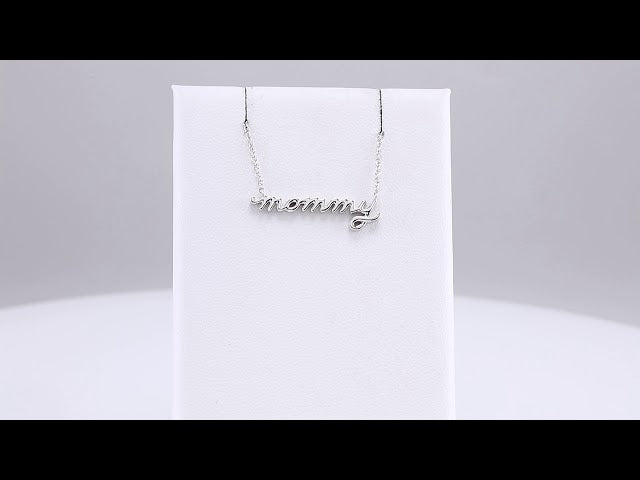 14K White Petite Mommy Script 18" Necklace