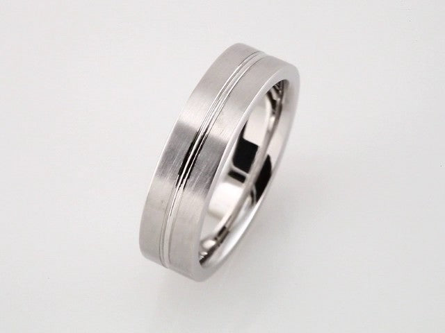 10K White Gold 6 mm Grooved Comfort-Fit Flat Band Size 10