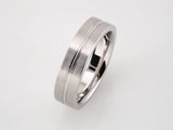 10K White Gold 6 mm Grooved Comfort-Fit Flat Band Size 10