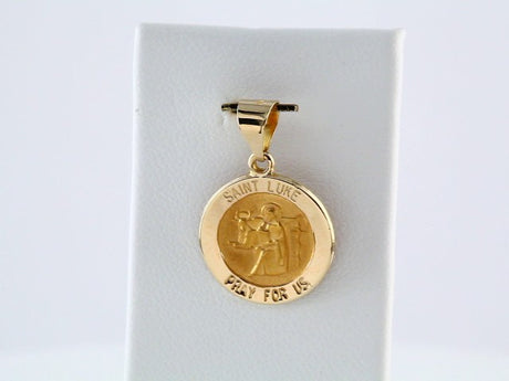 14K Yellow 15 mm Round Hollow St. Luke Medal