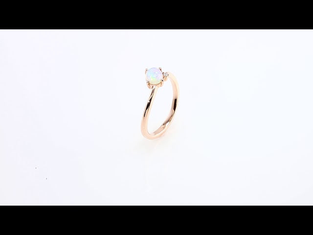 14K Rose Natural Ethiopian Opal & .01 CT Natural Diamond Bypass Ring