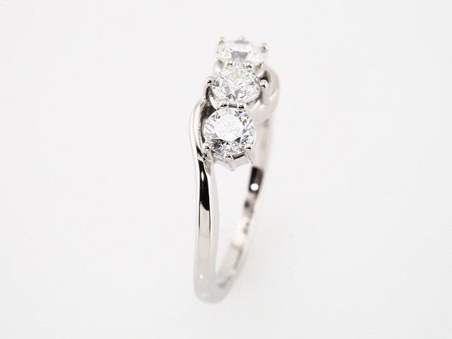 14K White 1 CTW Lab-Grown Diamond Three-Stone Ring