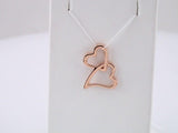 14K Rose Double Heart Slide Pendant