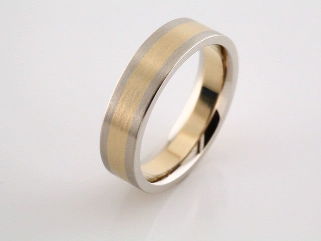 14K White/Yellow 6 mm Flat Band with Satin Finish Size 8.5