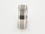 Titanium & Sterling Silver Inlay 9 mm Beveled-Edge Band Size 8