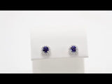 14K White 4 mm Natural Blue Sapphire & 1/8 CTW Natural Diamond Earrings