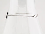 Sterling Silver Imitation Cubic Zirconia Sideways Cross 7-8" Bracelet