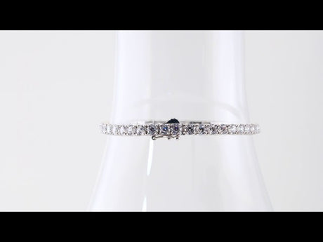 Sterling Silver  Imitation White Cubic Zirconia Line 7"  Bracelet