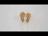 14K Yellow .03 CTW Natural Diamond Leaf Ear Climbers