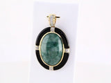 14K Yellow Natural Russian Jadeite, Natural Onyx & .05 CTW Natural Diamond Pendant