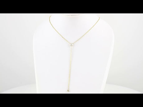 14K Yellow Gold 1/5 CTW Natural Diamond Bar 15-17" Y Necklace