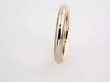 14K Yellow/White/Yellow 3.5 mm Milgrain Stepped-Edge Comfort-Fit Half Round Band