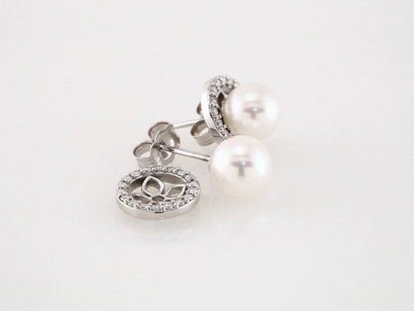 14K White Gold 6 mm Cultured White Akoya Pearl Earrings