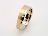 14K Yellow/White 6 mm Curved Band with Bead Blast/Matte Finish Size 7