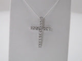 14K White 1/4 CTW Natural Diamond Petite Cross Pendant