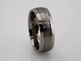 Titanium 8 mm Grooved Inlay Half Round Band Size 7.5