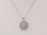 14K White 1/5 CTW Natural Diamond Granulated Filigree 16-18" Necklace