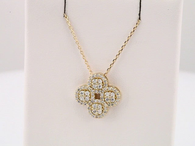 14K Yellow 1/2 CTW Natural Diamond Clover 18" Necklace