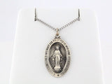 Sterling Silver 23x16 mm Oval Miraculous Medal 18" Necklace