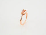 14K Rose Natural Pink Morganite & 1/10 CTW Natural Diamond Ring