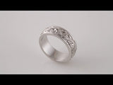 Sterling Silver 7 mm Floral Inlay Flat Band Size 7