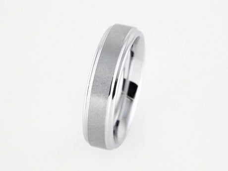 White Tungsten 6 mm Stepped-Edge Inlay Comfort-Fit Band  Size 7