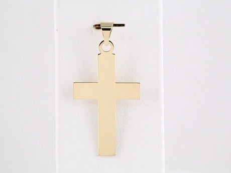 14K Yellow Gold Engravable Cross Pendant