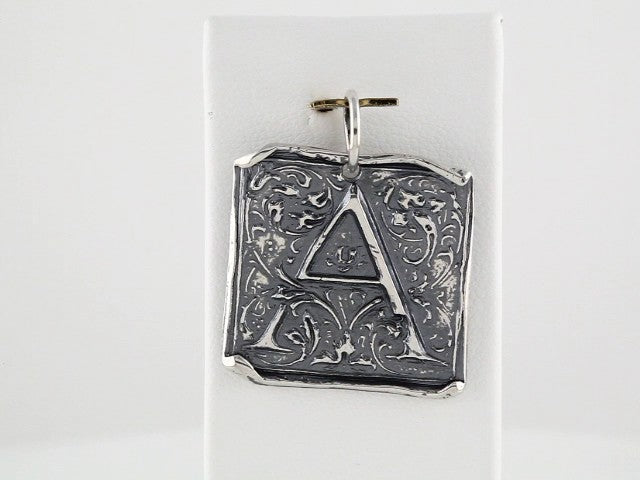 Sterling Silver Posh Mommy® Initial A Vintage-Inspired Pendant