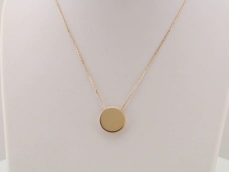 14K Yellow Gold Engravable Disc 16-18" Necklace