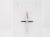 14K White .03 CT Natural Diamond Cross Pendant