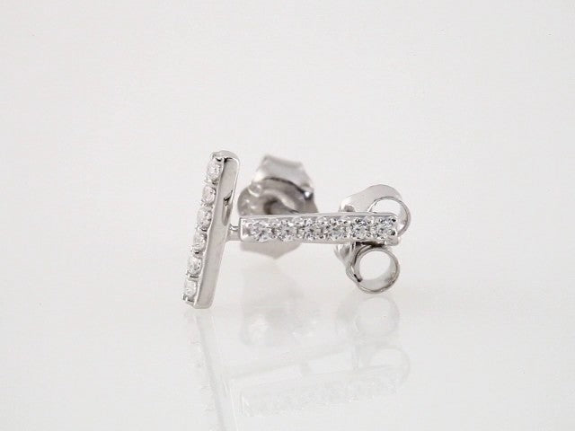 14K White Gold 1/10 CTW Natural Diamond Bar Earrings