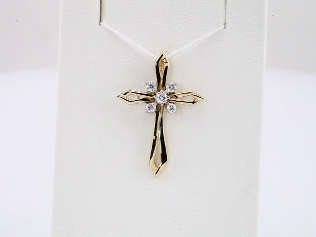 14K Yellow/White 1/6 CTW Natural Diamond Cross Pendant