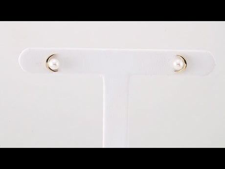 14K Yellow Gold Cultured White Freshwater Pearl Earrings