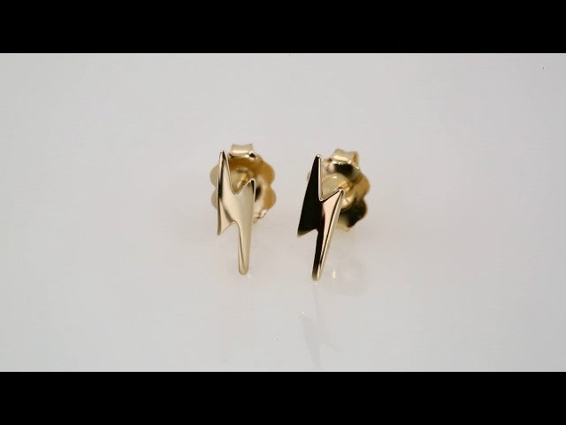 14K Yellow Lightning Bolt Earrings