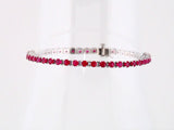 14K White Gold Lab-Grown Ruby Line 7" Bracelet