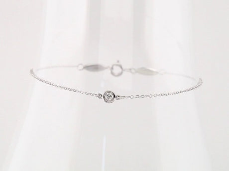 14K White Gold .08 CT Natural Diamond 7" Bracelet