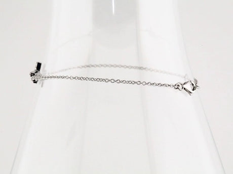 Sterling Silver Imitation Cubic Zirconia Double Sideways Cross 7-8" Bracelet