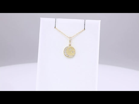 14K Yellow Gold 1/10 CTW Natural Diamond Crescent Moon 16-18" Necklace 