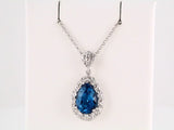 14K White Natural London Blue Topaz Sculptural 18" Necklace