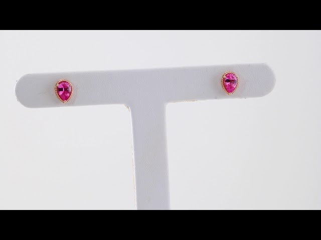 14K Yellow Natural Pink Sapphire Earrings