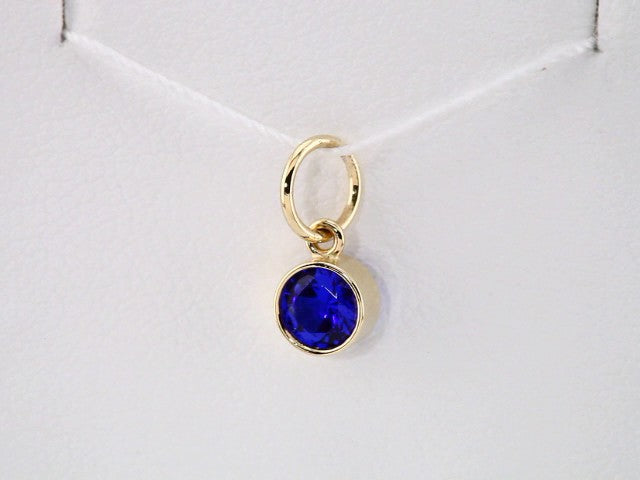 14K Yellow Gold Posh Mommy® Imitation Blue Sapphire Charm/Pendant