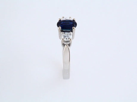 14K White Natural Blue Sapphire & 3/8 CTW Natural Diamond Ring