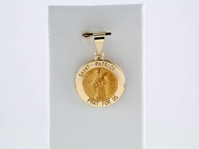 14K Yellow 15 mm Round Hollow St. Patrick Medal