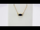 14K Yellow Natural Blue Sapphire & .02 CTW Natural Diamond Bar 16" Necklace