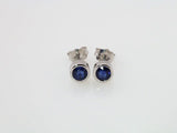 14K White Gold Lab-Grown Blue Sapphire Bezel-Set Earrings