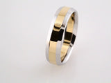 14K White/Yellow  6 mm Beveled-Edge Band