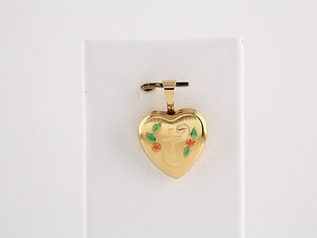 Gold-Plated 14K Yellow Gold-Plated Sterling Silver Enamel Cross Heart Locket 