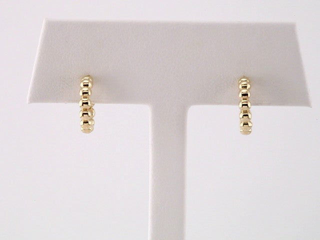 14K Yellow Beaded 12 mm Hoop Earrings