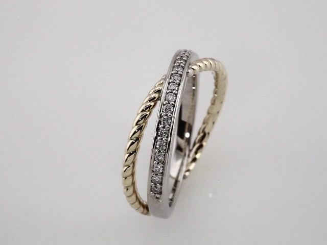 14K Yellow/White 1/5 CTW Natural Diamond Criss-Cross Rope Ring